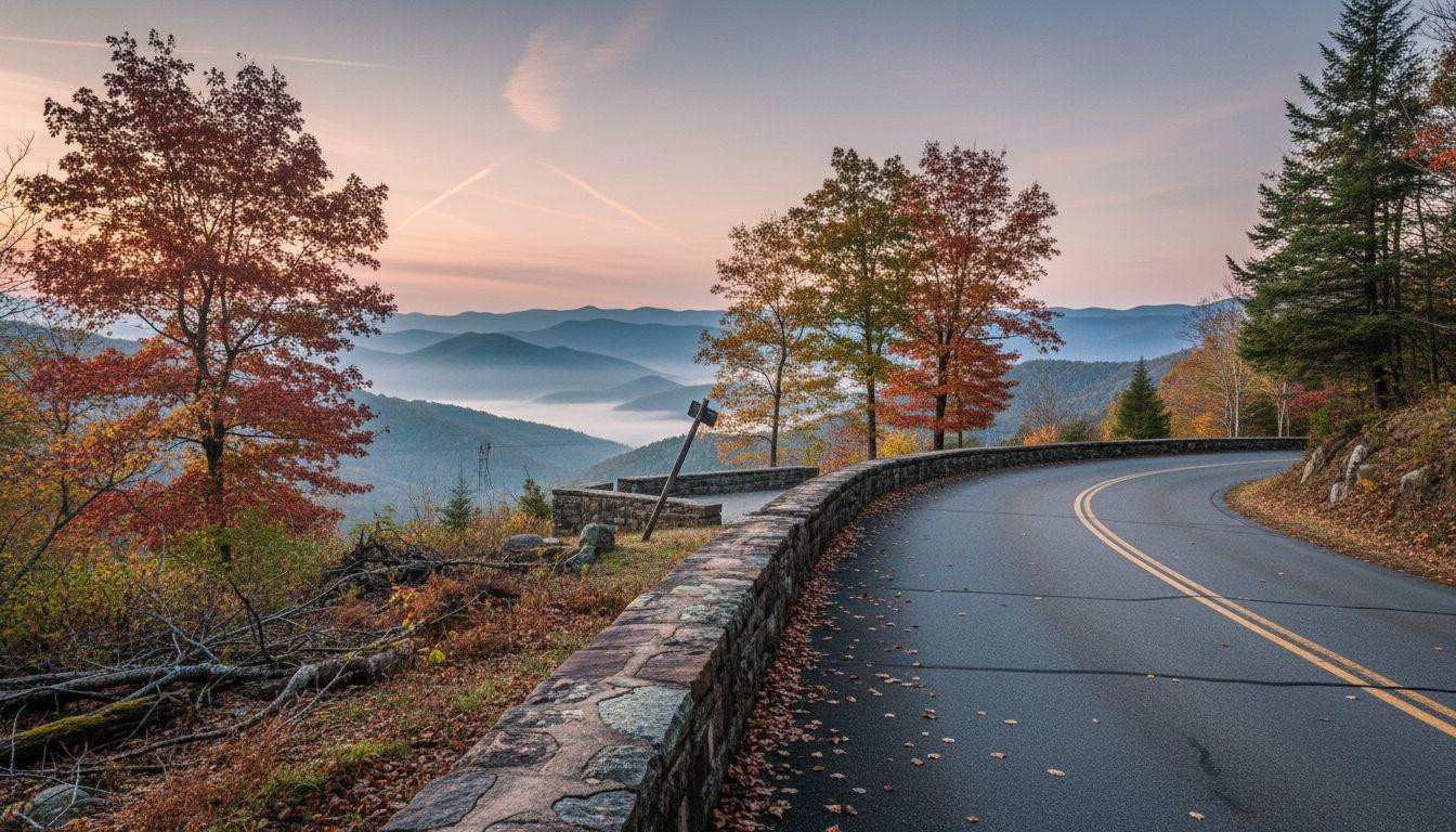 This road where blue mist rises from valleys 2,000 feet below each dawn
