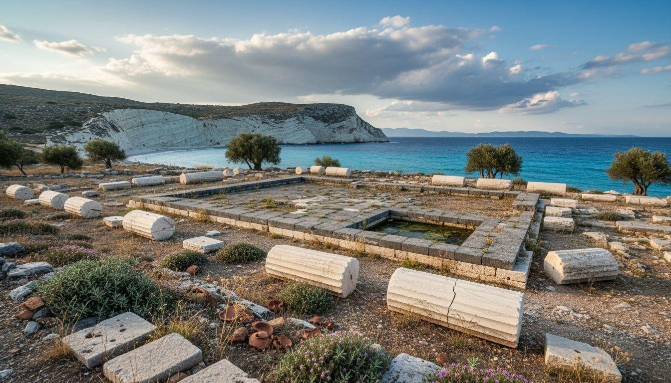 This uninhabited island 700 meters from Antiparos where Apollo's sanctuary rivals Delos with zero entrance fees