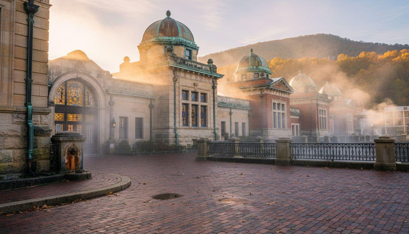 This national park where thermal springs rise through Art Deco bathhouses inside a mountain town of 38,000