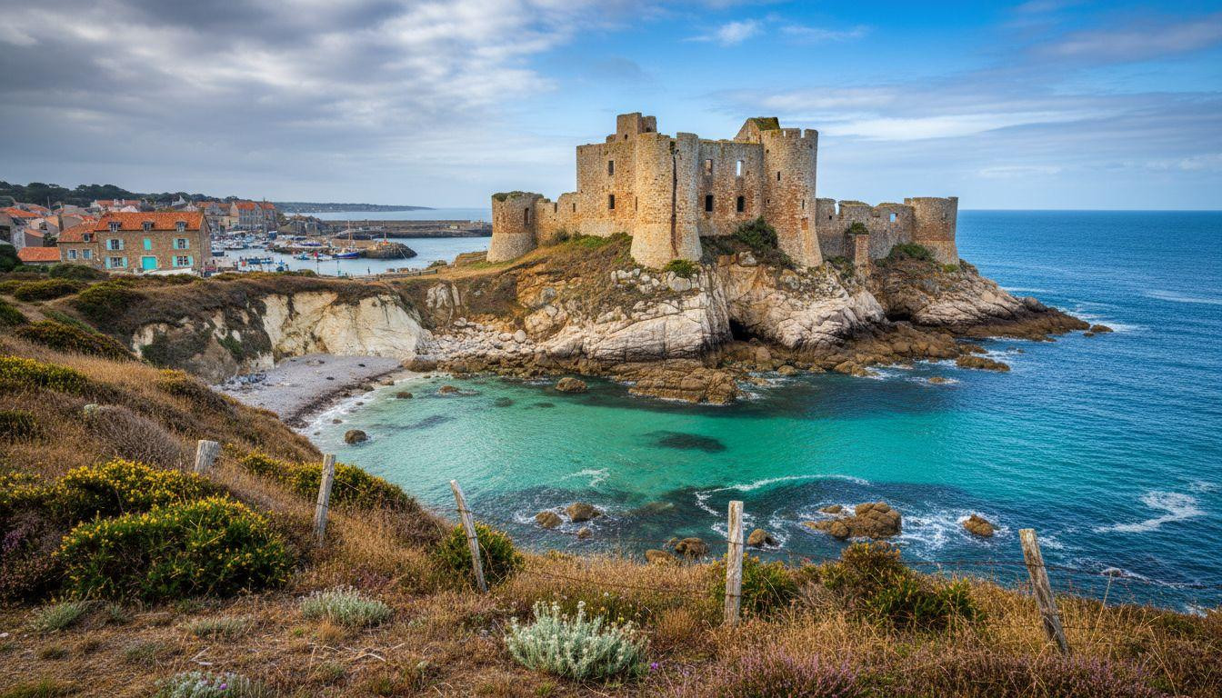 This island of 4,700 where medieval castles guard 72 turquoise coves 45 minutes from France