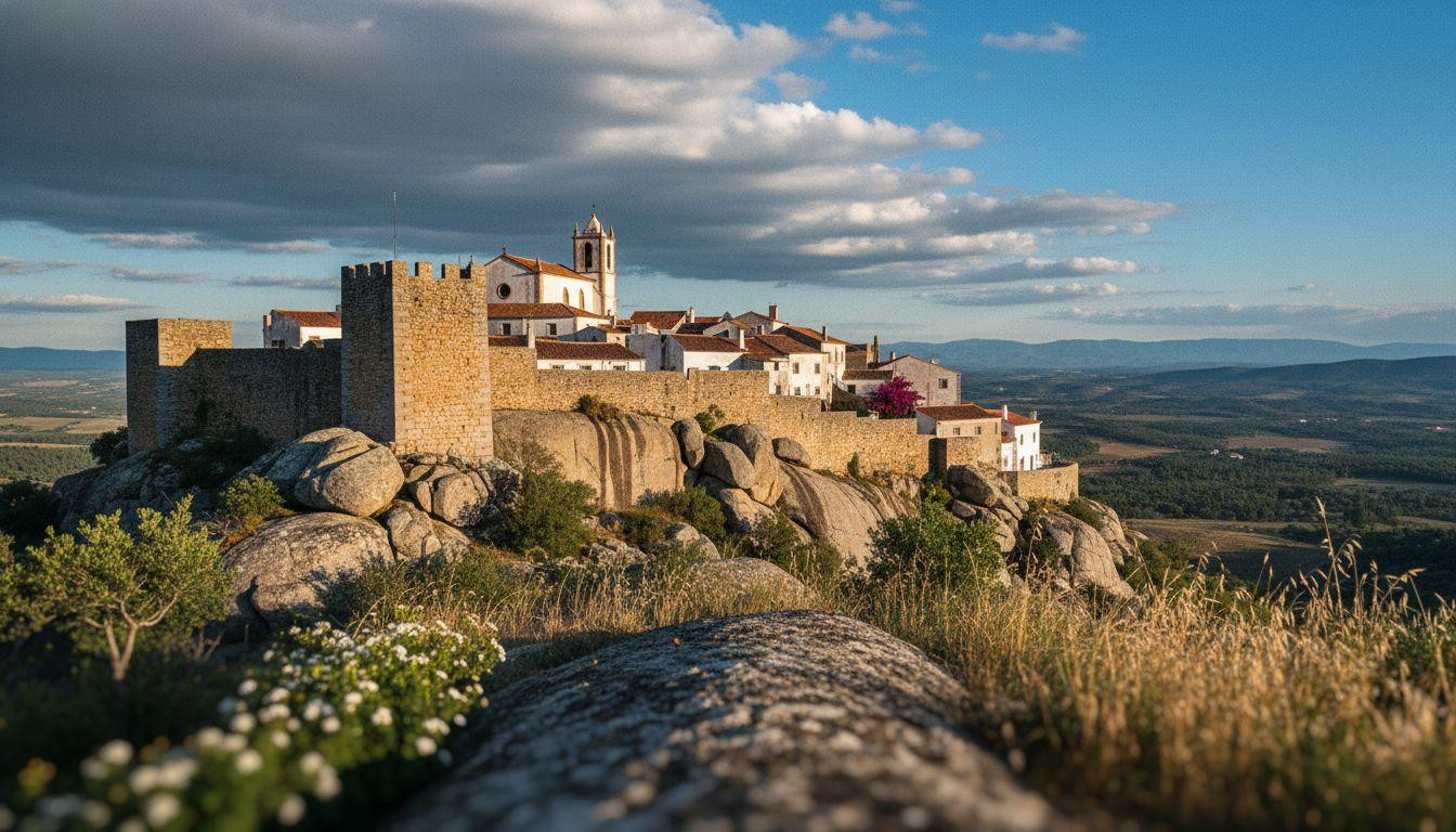 This village of 105 where medieval walls guard granite crags at 2766 feet above Alentejo plains