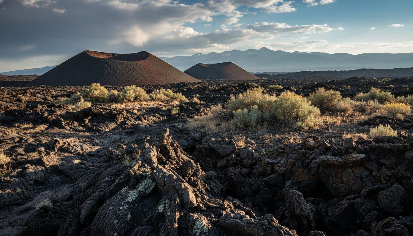 This volcanic field where 400 lava tubes tunnel beneath black basalt 18 miles from civilization