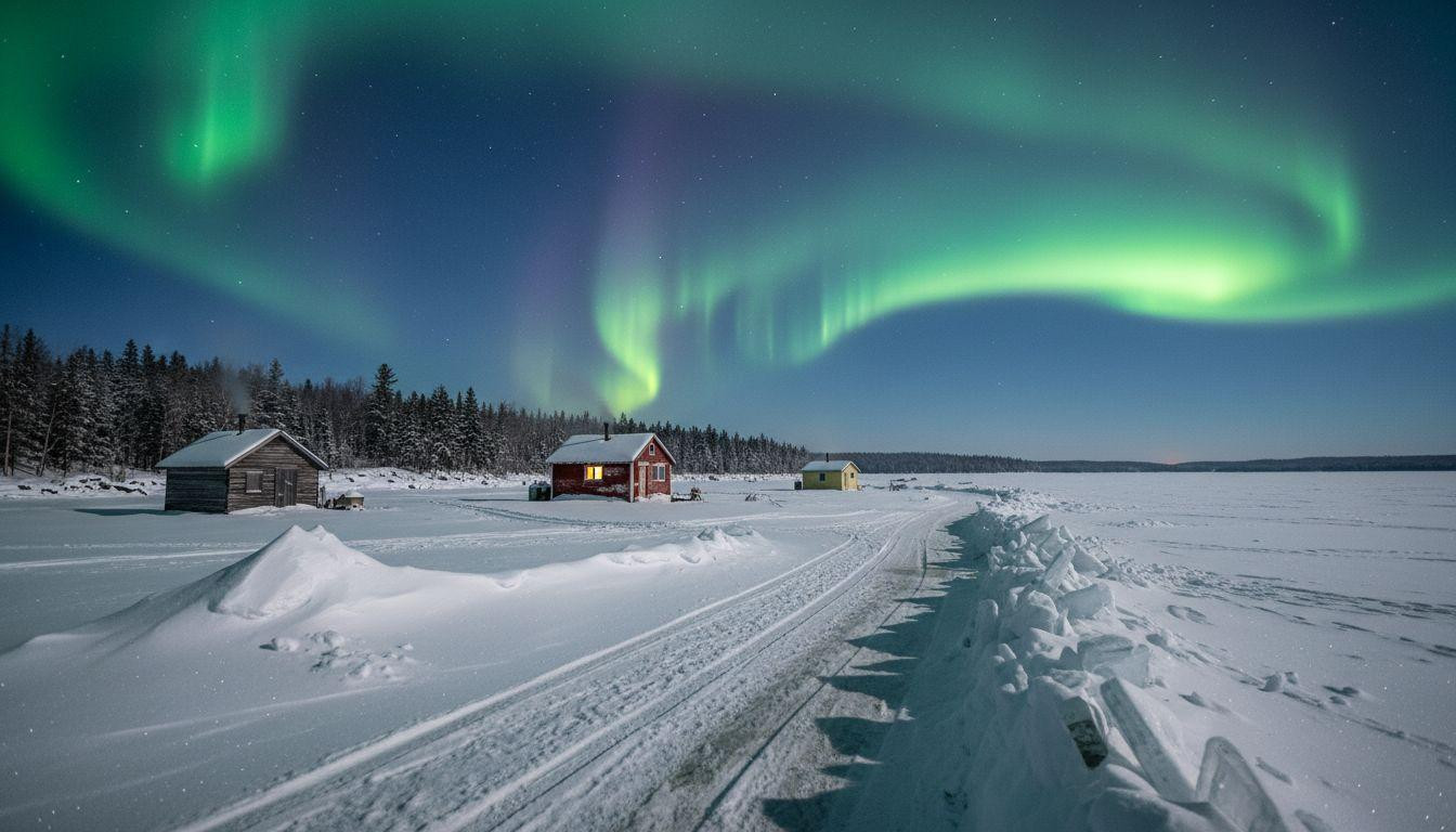 12 frozen lakes where ice roads replace summer boats and aurora fills February skies