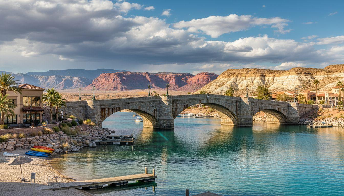 Forget Vegas where parking costs  daily and this Arizona lake town has London Bridge for less