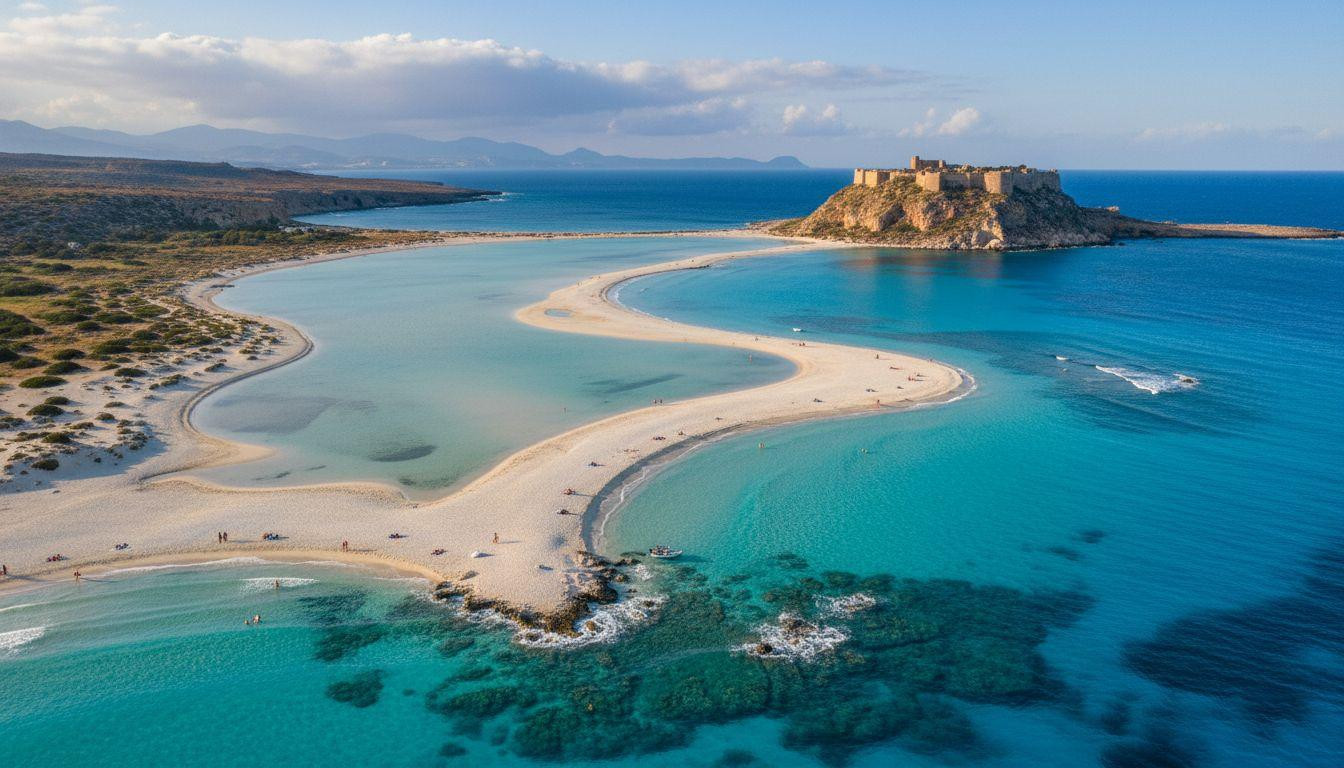 A white sandbar curves through neon blue water you can walk for half a mile