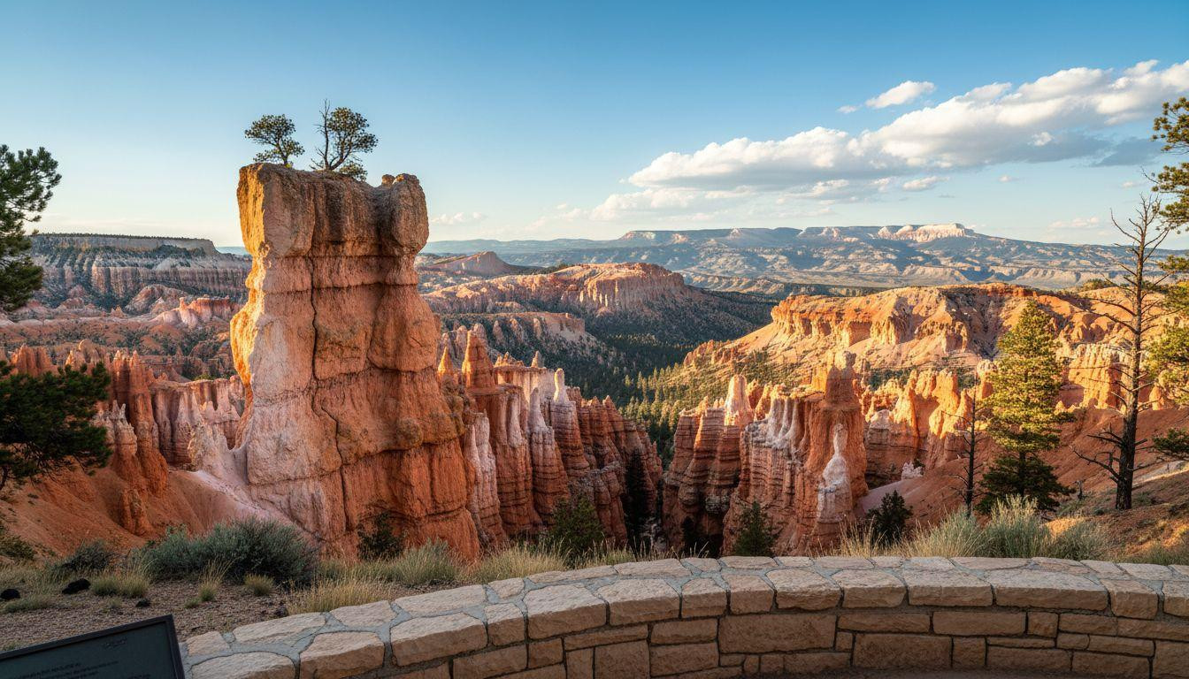 Six roadside overlooks where The Hunter hoodoo rises 150 feet above empty canyon rim