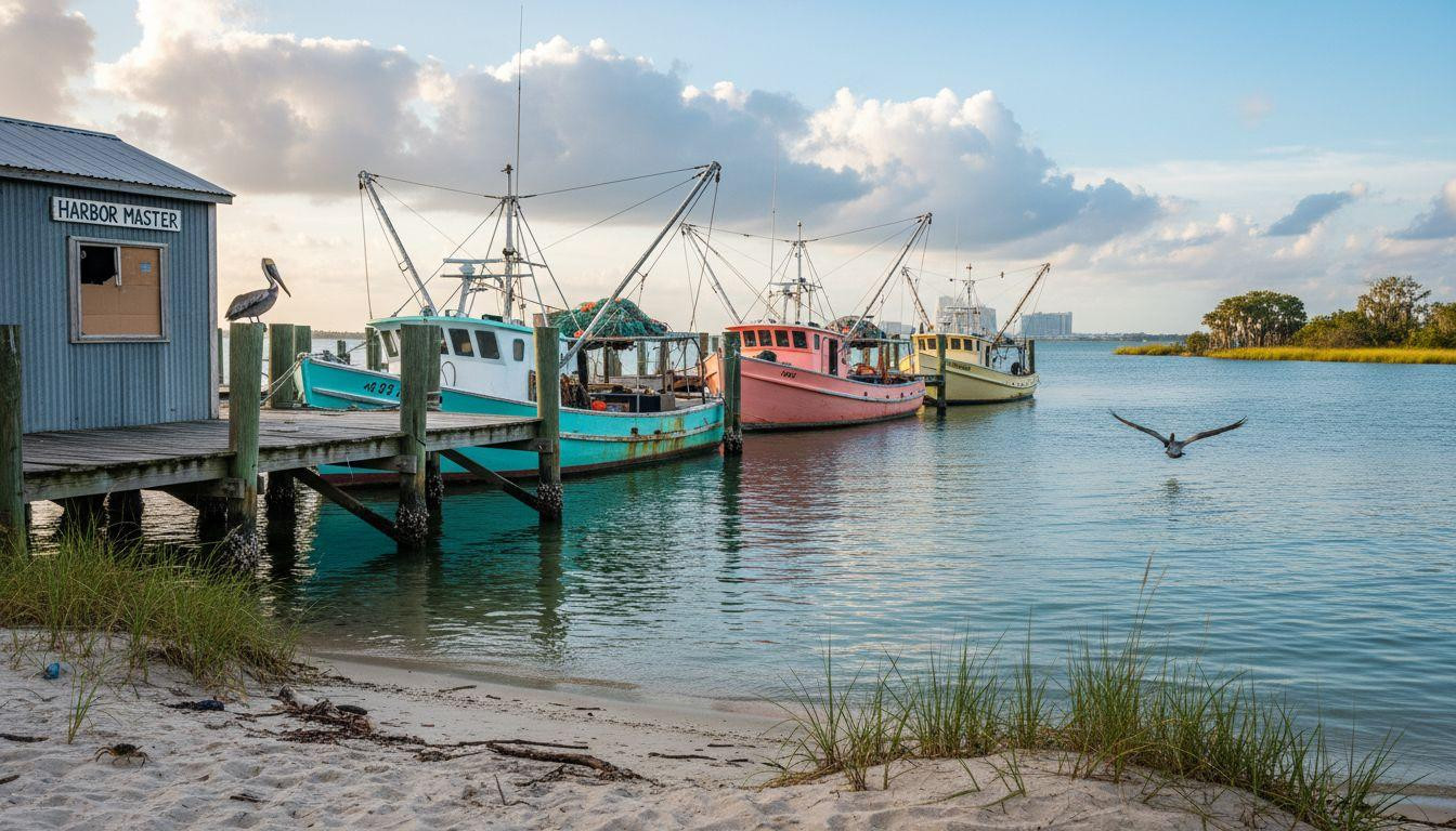 Better than Biloxi where casinos cost 1 and this fishing harbor stays real for half