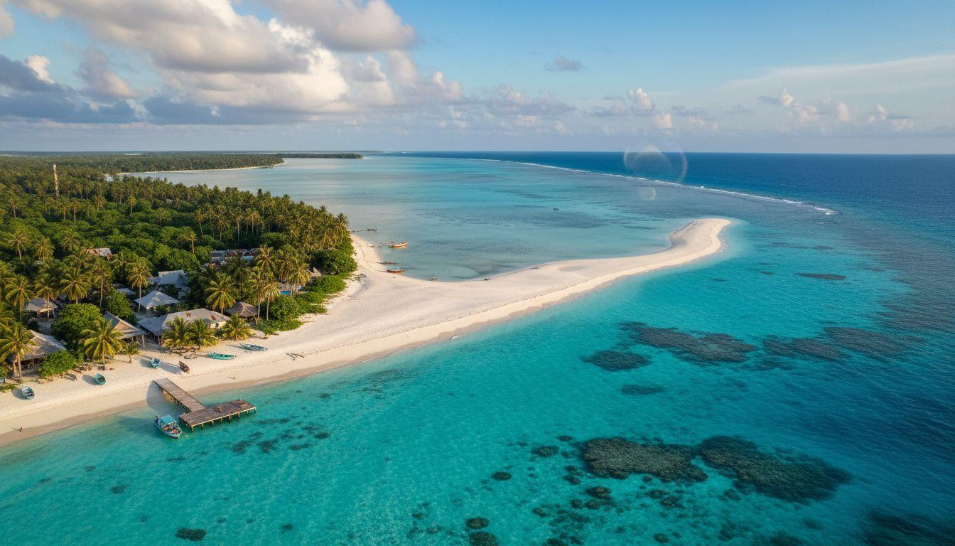 A sandbank you walk for half a mile where whale sharks circle year-round