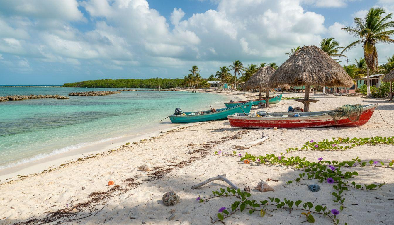 A fishing village 6 miles from Belize where winter reef water stays 78°F