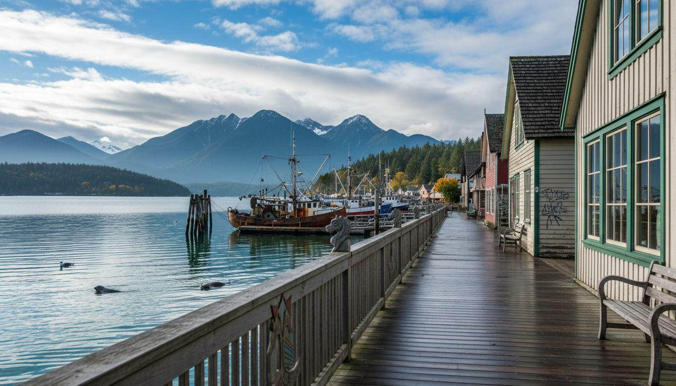 Norwegian fog wraps a fishing village 20 miles from Seattle every morning
