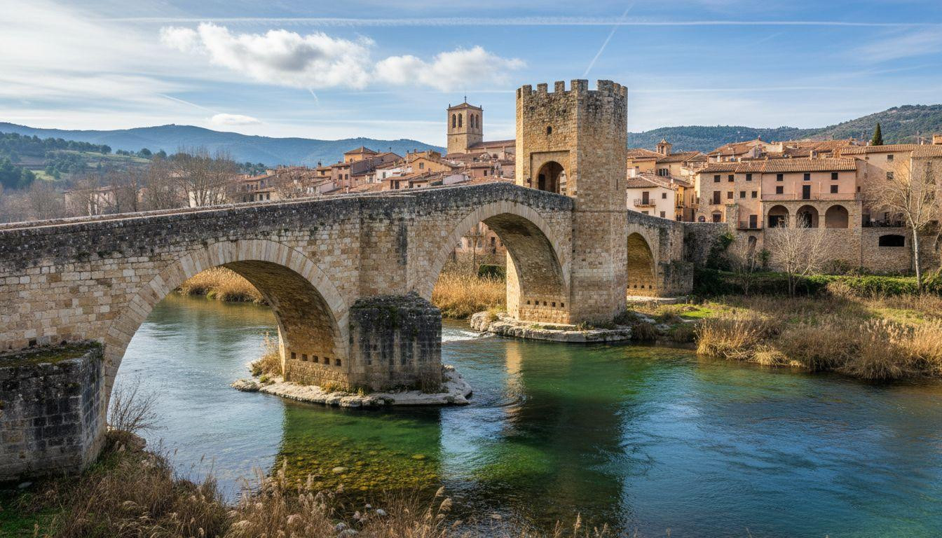 This medieval bridge crosses seven stone arches where 2,400 residents still walk to market