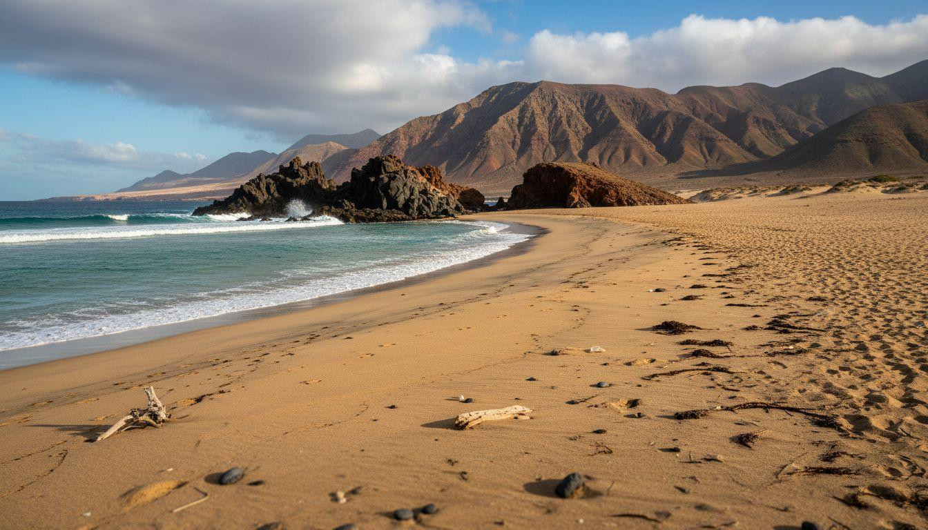 This Atlantic beach curves 8 miles where December warmth meets volcanic silence