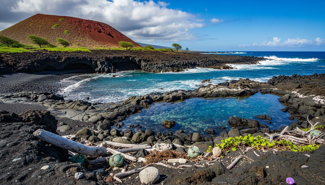 This Big Island beach hides behind 6 miles of lava rock where black sand meets Pacific silence