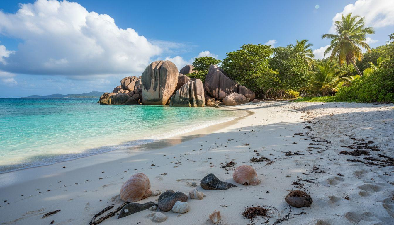 8 Praslin beaches where granite boulders rise 40 feet above powder sand