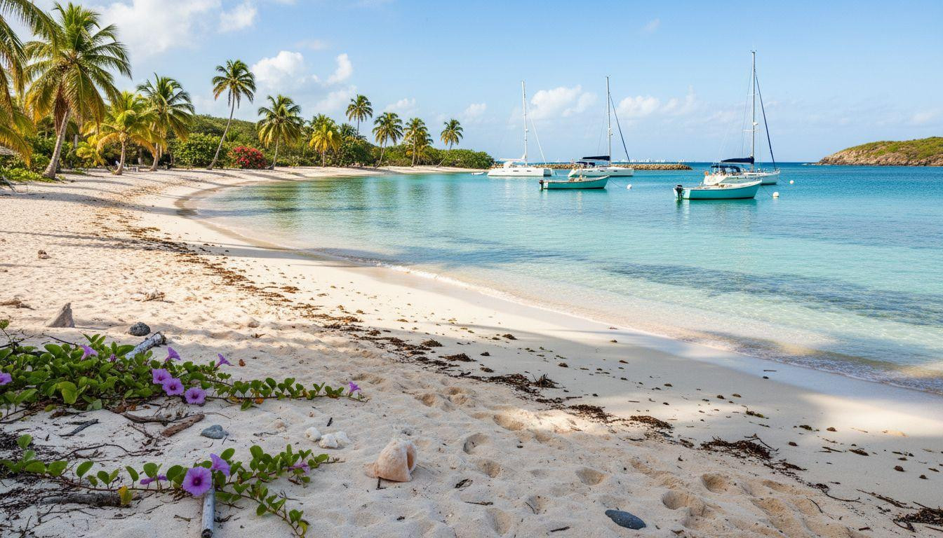 This Antigua bay stays glass calm 6 miles from the capital where coral reefs protect turquoise swimming