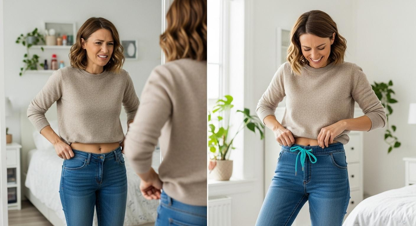 At 38 menopause jeans with drawstrings stop heat trapping in 2 weeks not stretch