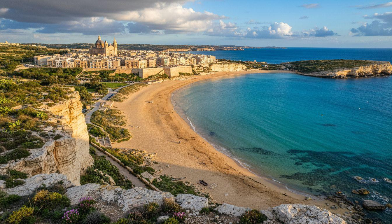 5 Mellieha Bay moments where shallow turquoise water extends 650 feet offshore