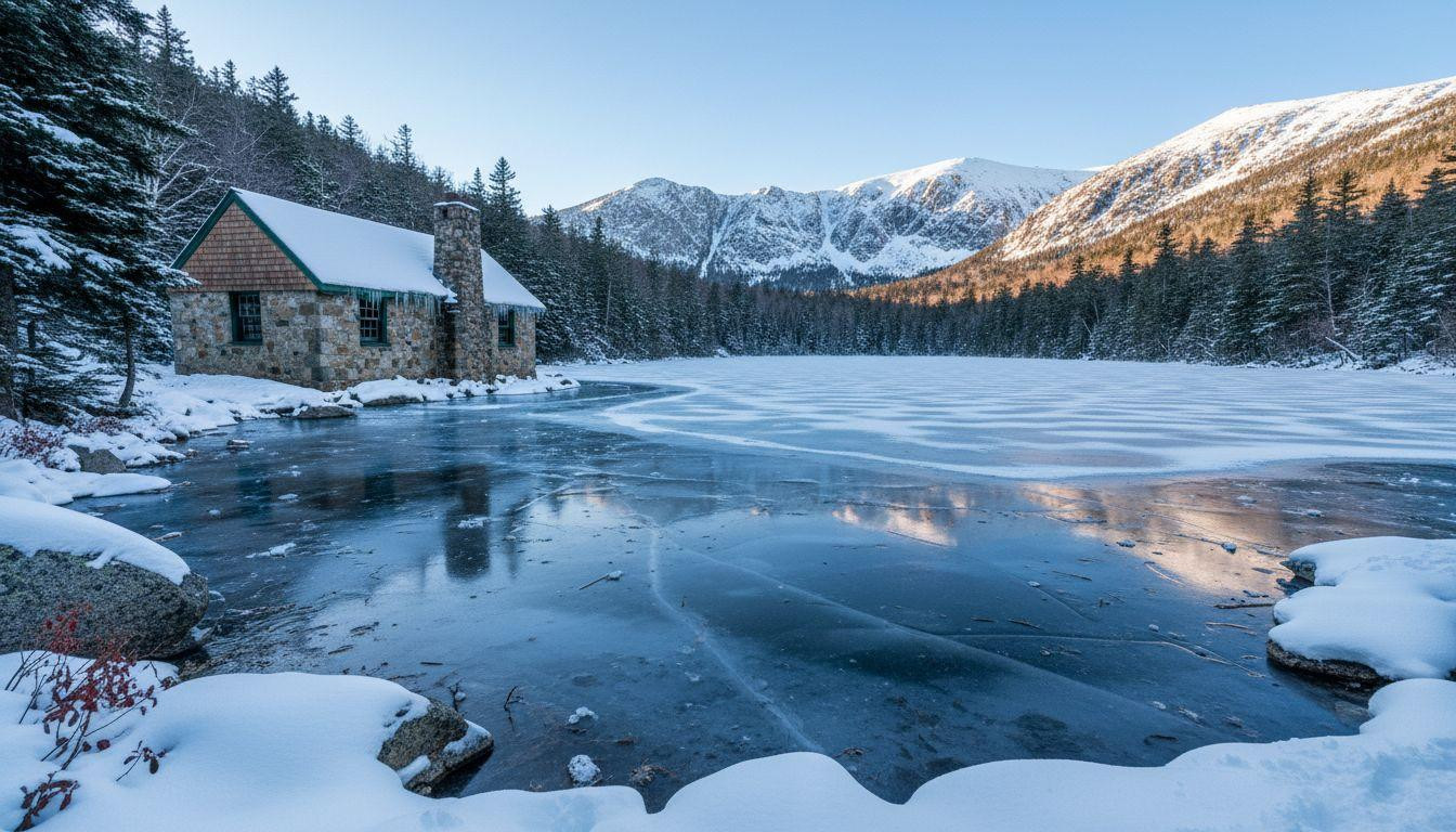 This New Hampshire lake mirrors Franconia Ridge where winter powder keeps crowds away