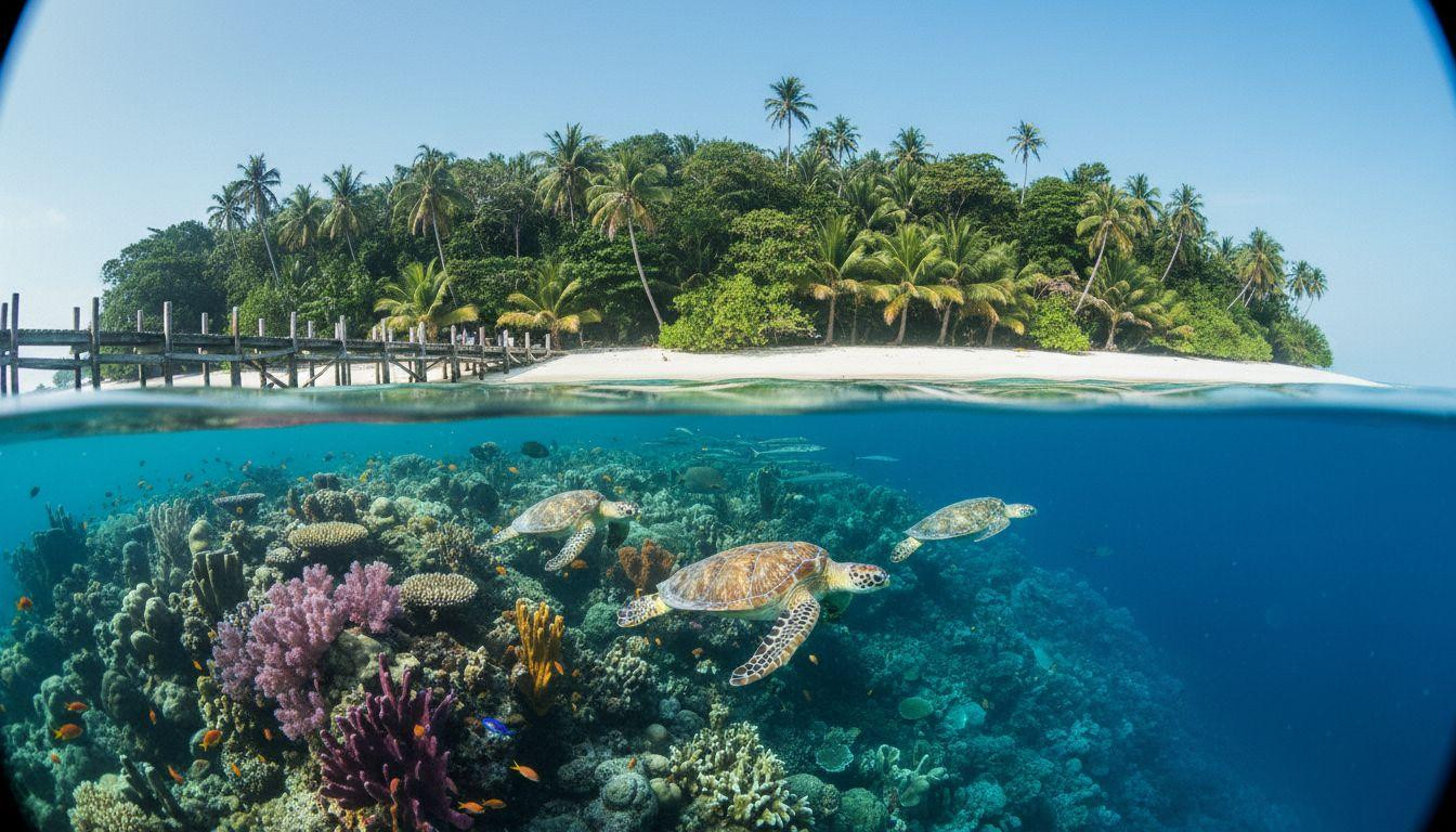 This tiny island where dozens of sea turtles glide past coral walls on every dive