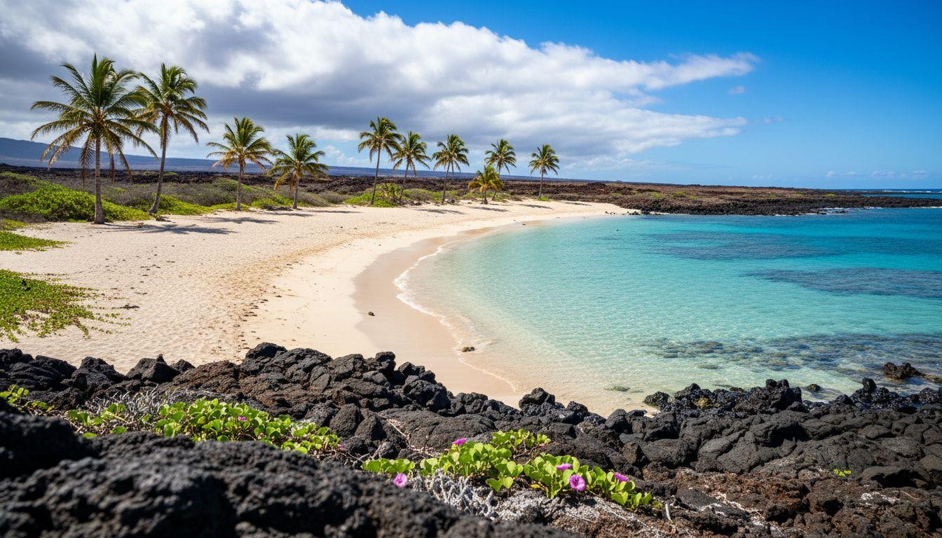 Forget Hapuna where parking costs and Makalawena keeps white gold sand free behind lava