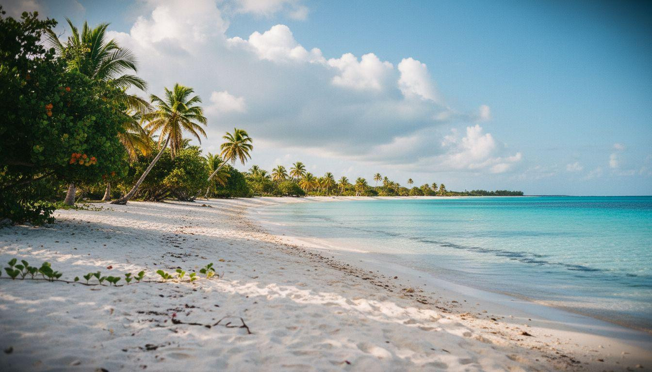 This Bahamas beach keeps turquoise water calm under shade trees year round