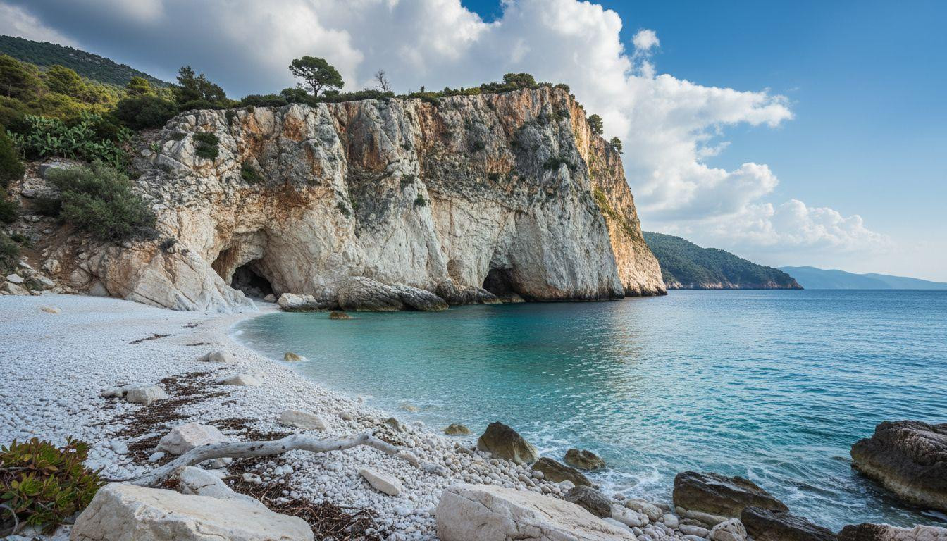 This Greek island hides limestone coves where turquoise water stays empty year round
