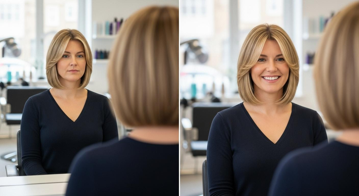 Face-framing layers lift cheekbones through 3 cutting zones stylists use for oval illusion