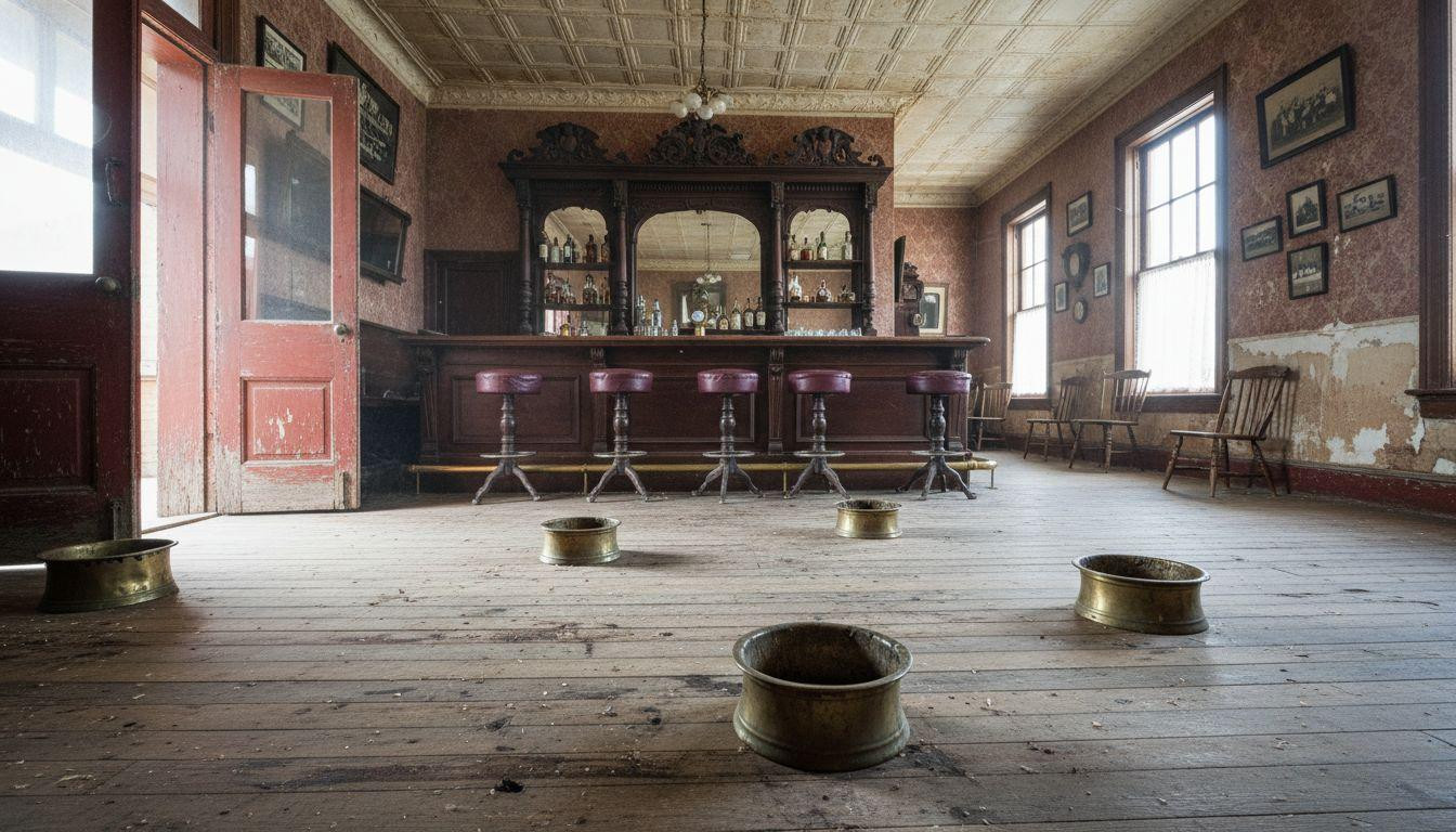This Nevada saloon keeps 1873 brass spittoons exactly where miners left them