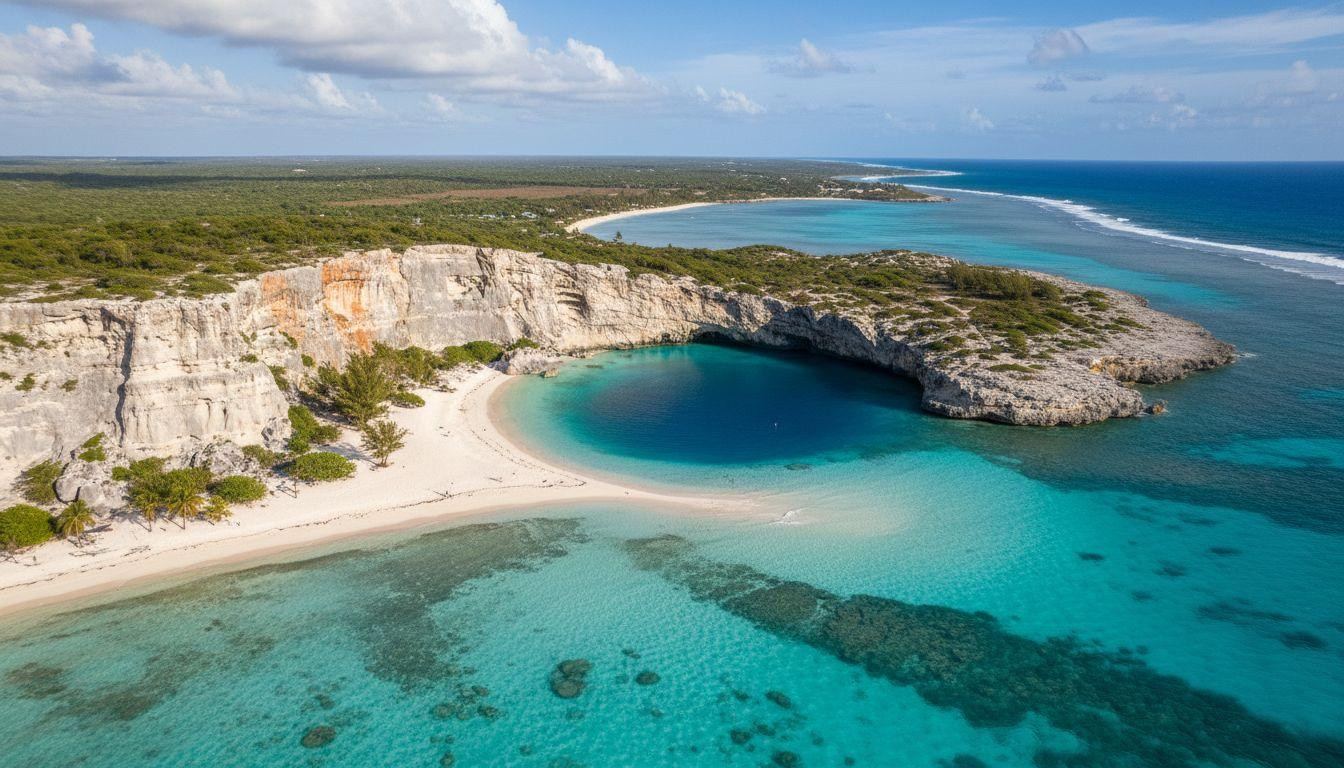 This blue hole drops 663 feet beside a beach you can walk across