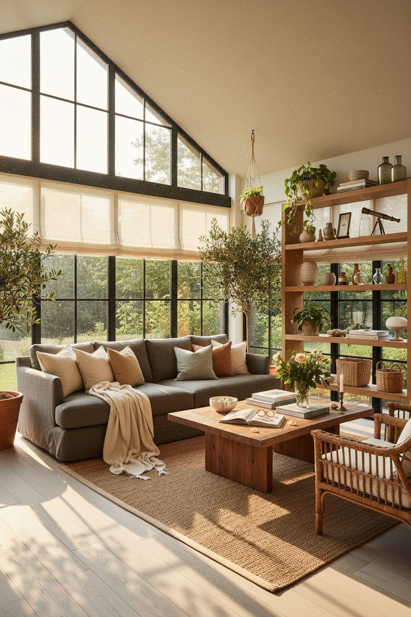 All Season Room Ideas - three season porch with open shelving