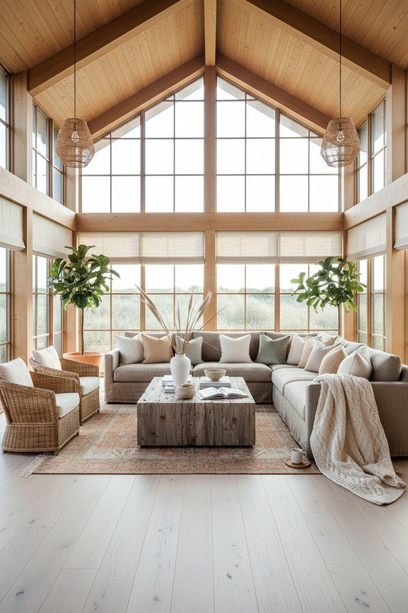 All Season Room Ideas - Hamptons style sunroom with bleached oak