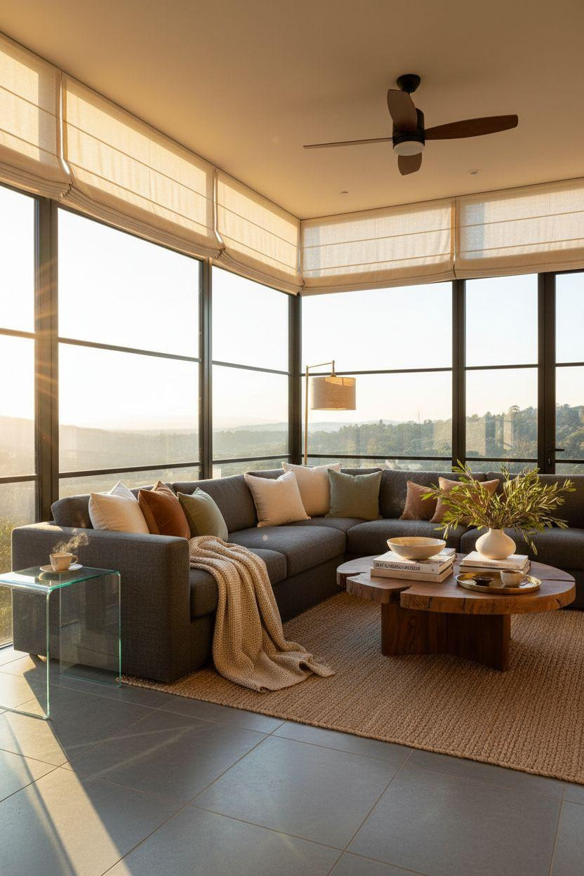 All Season Room Ideas - minimalist sunroom with brass accents