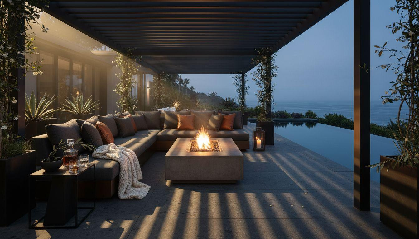 Backyard Fire Pit Ideas Lounge Areas - architectural modern outdoor room