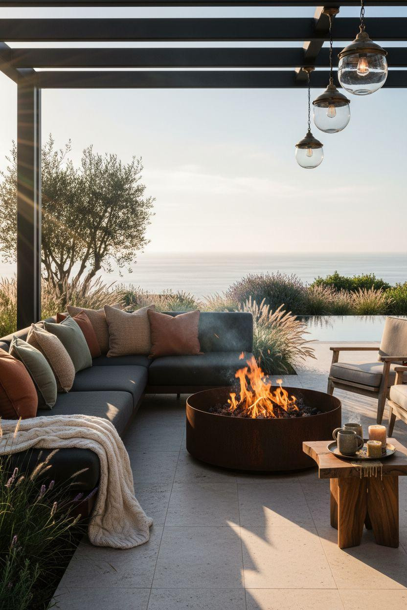 Backyard Fire Pit Ideas Lounge Areas - contemporary hillside installation