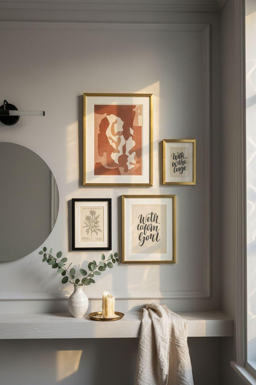 bathroom wall decor in sophisticated Parisian style with marble tiles