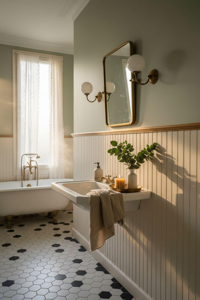 Bead Board Walls - European bath with classic details