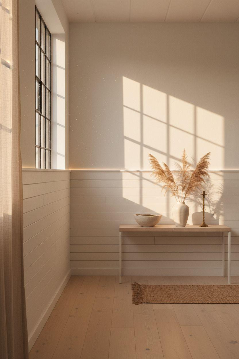 Bead Board Walls - modern corridor with horizontal paneling