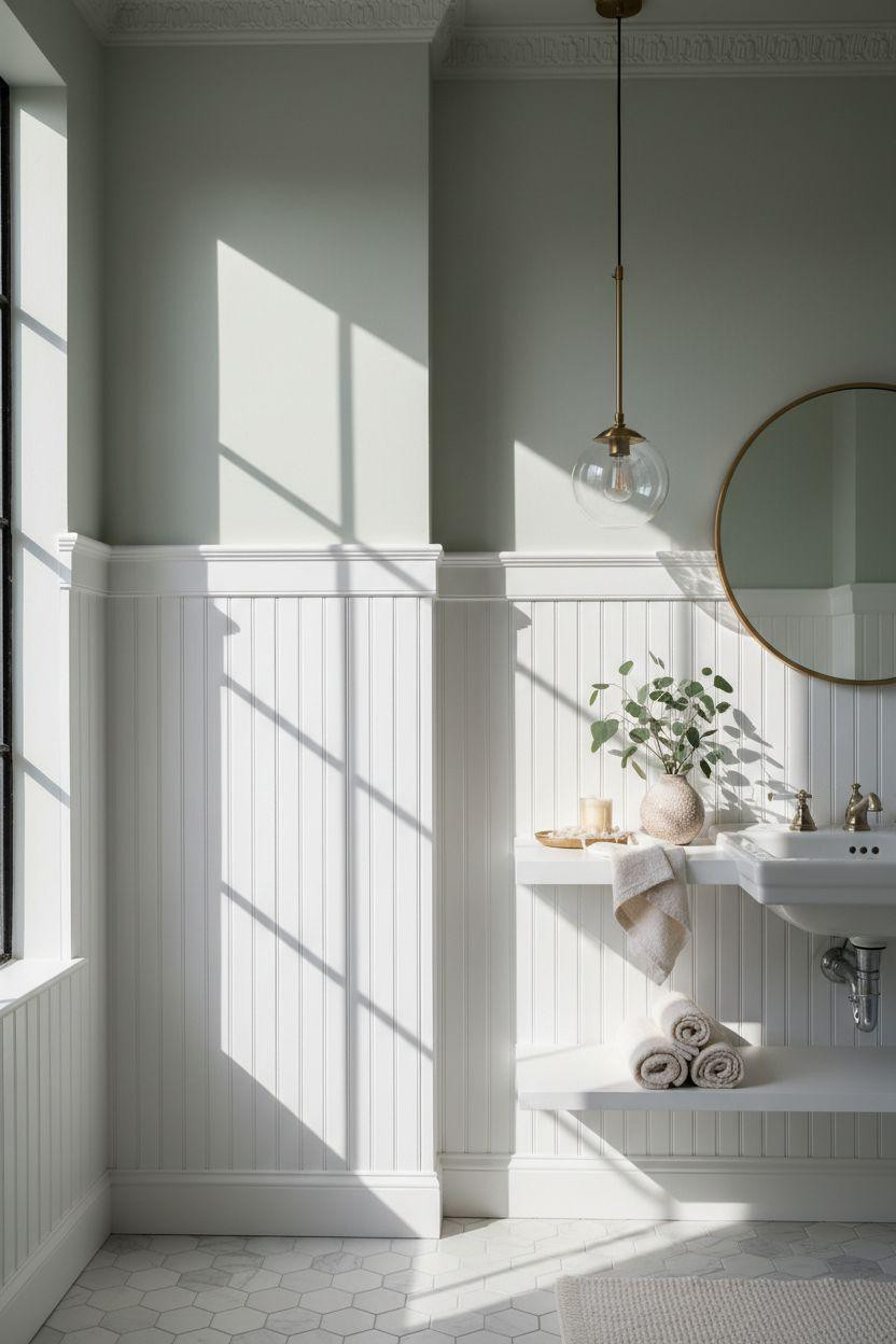 Bead Board Walls - traditional bathroom with two-tone paint