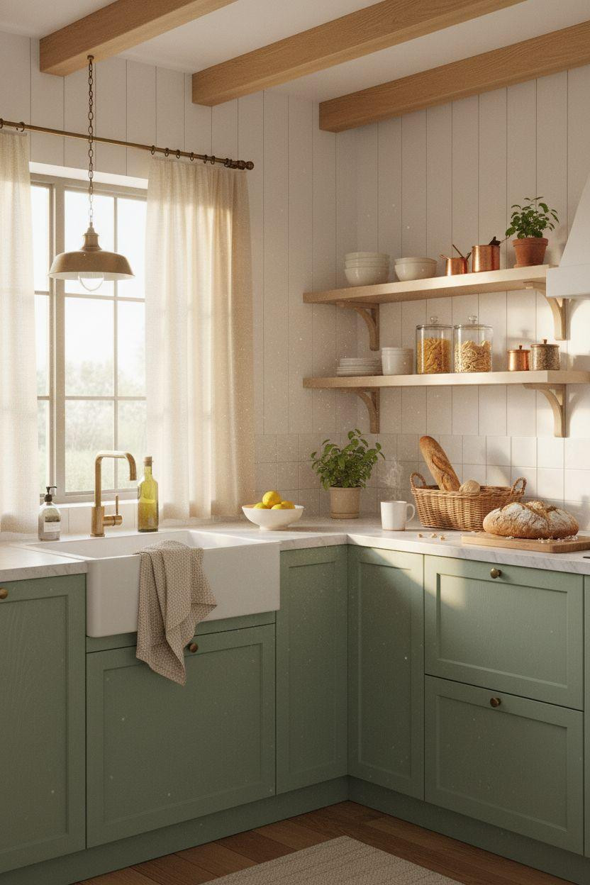 Bloxburg Kitchen Ideas - sage and oak cottage kitchen