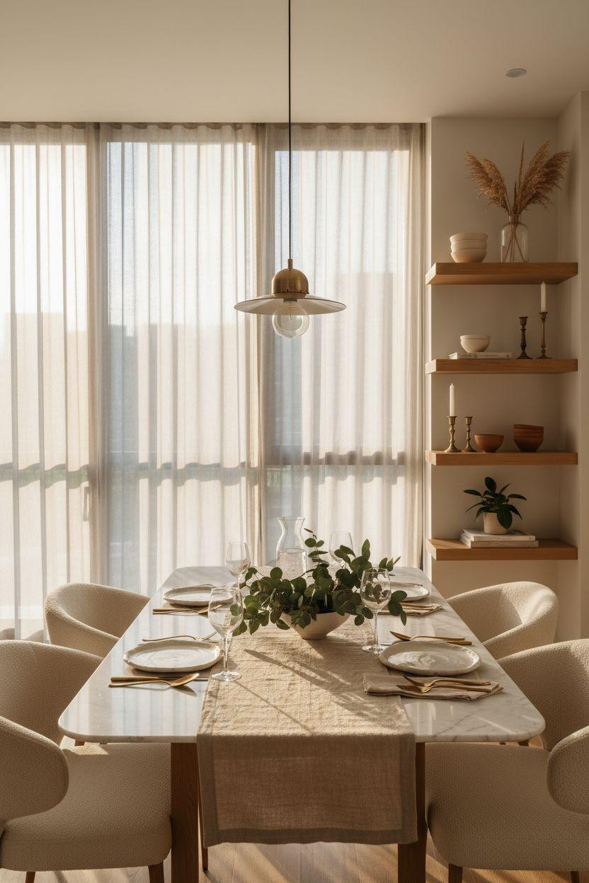Bloxburg Dining Room - modern dining room with marble table and bouclé chairs