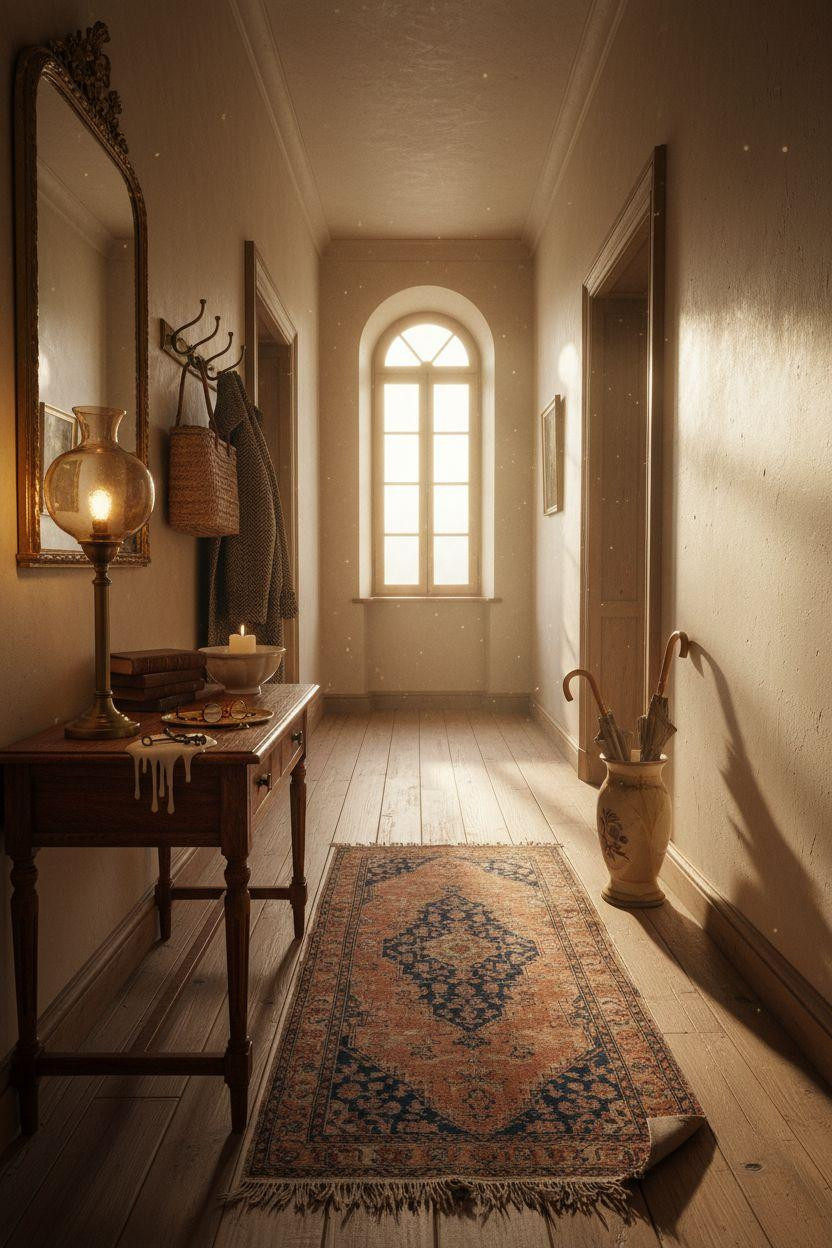 Bloxburg mudroom with emerald velvet bench and terracotta hooks