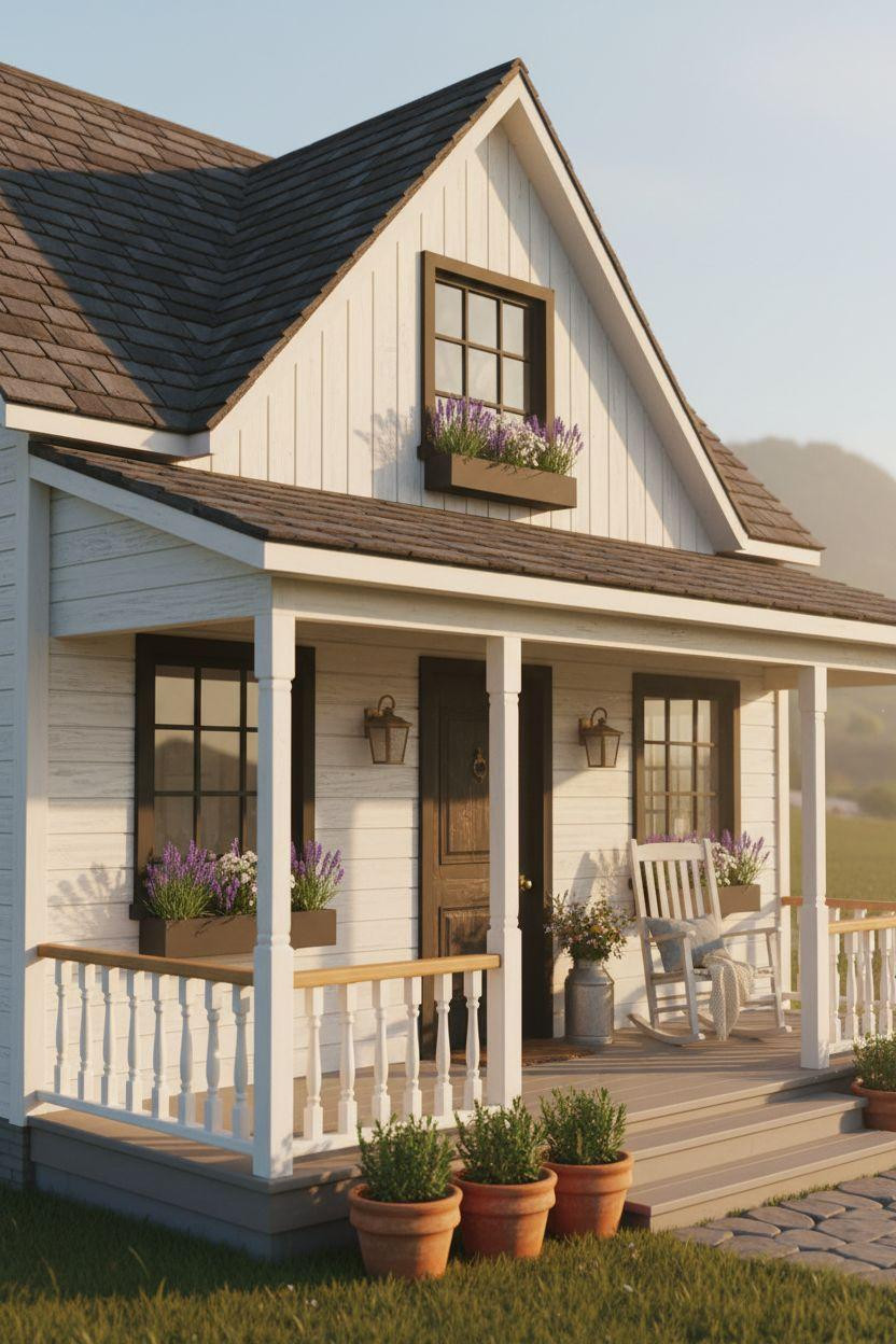 Bloxburg Farmhouse - charming vintage cottage with flower boxes