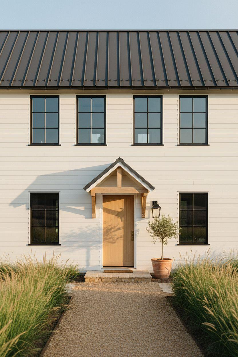 Bloxburg Farmhouse - small house elevation with geometric charm