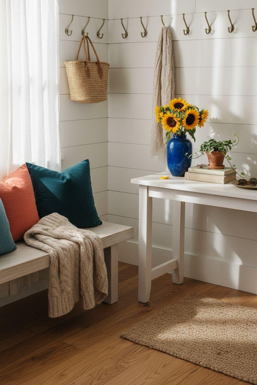 Bloxburg Farmhouse - fresh entry with vibrant color pops