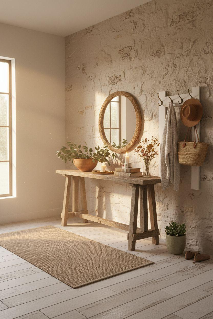 Bloxburg Farmhouse - warm Texas hill country entry