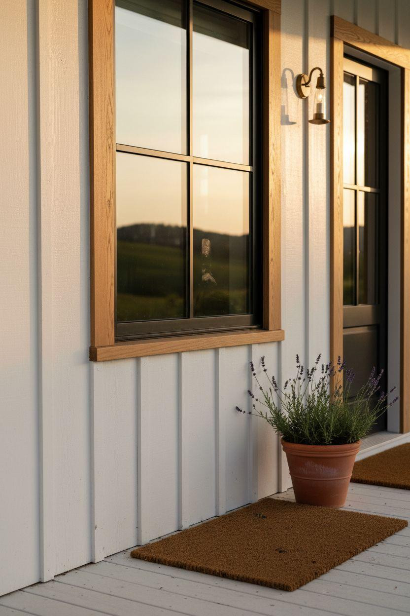 Bloxburg Farmhouse - detailed facade with whitewashed siding