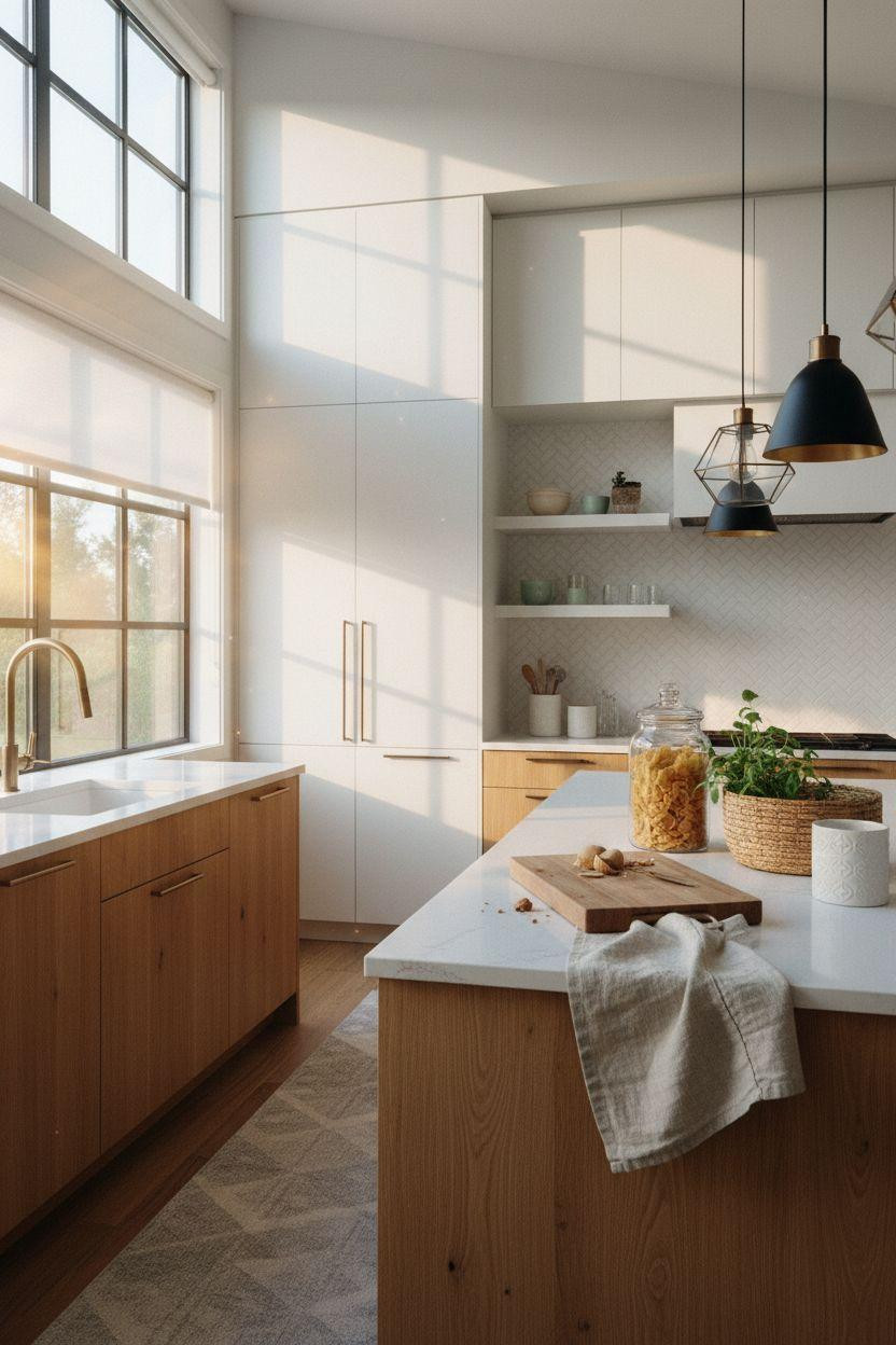Bloxburg Kitchen Ideas - geometric kitchen with subway tile