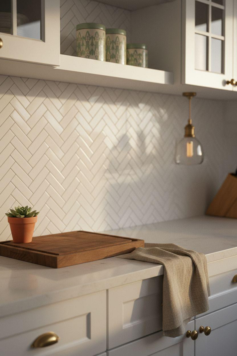 Bloxburg Kitchen Ideas - cottage corner with herringbone tile