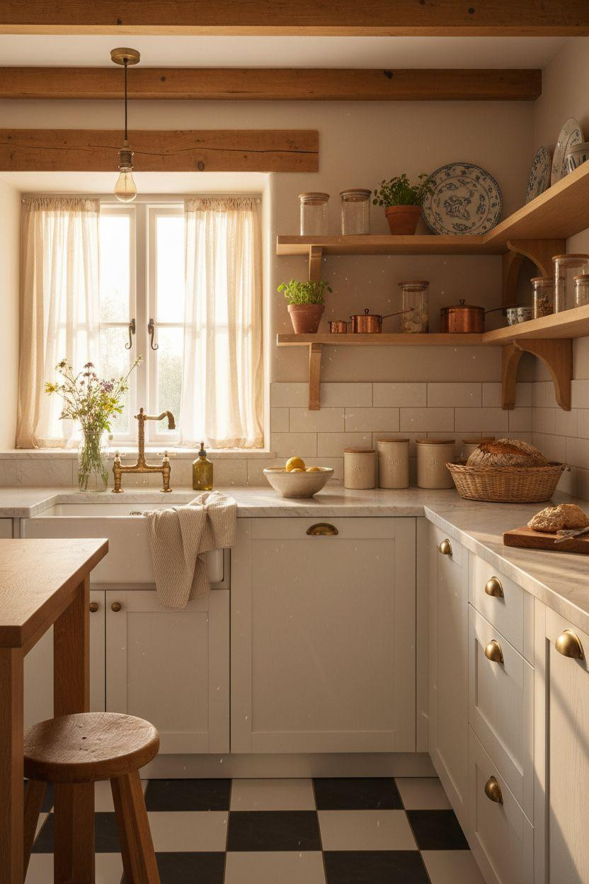 Bloxburg Kitchen Ideas - cottage kitchen with checkered floors