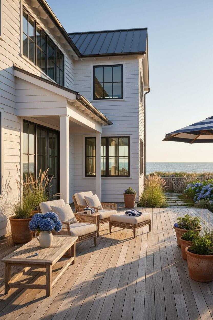 Bloxburg Summer House Ideas - beachfront house with teak deck
